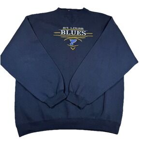 Vintage St. Louis Blues Cadre Athletics Sweatshirt Mens XL Dark Blue Embroidered